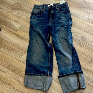 Zara cuffed ankle length high rise jean